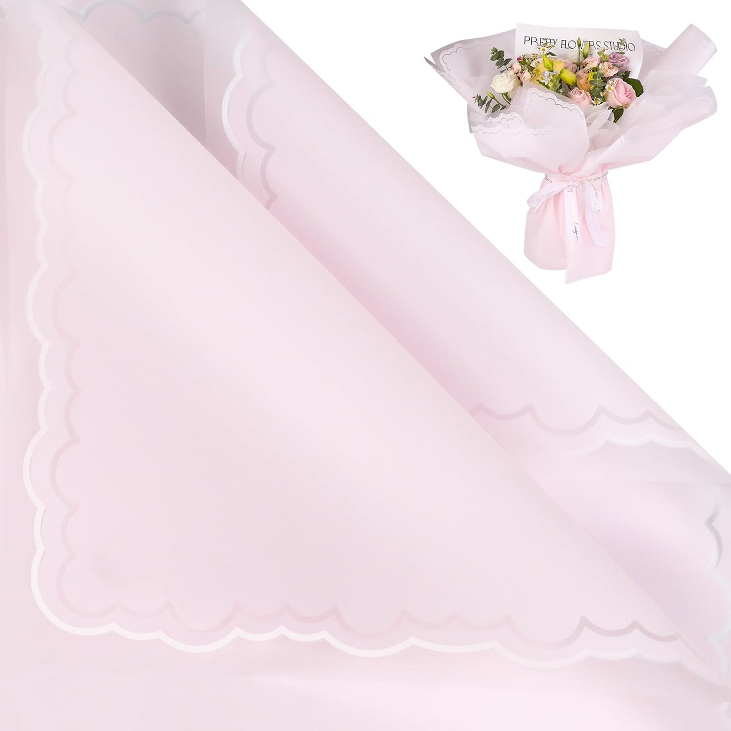 FUHITIM 20 Sheets Flower Wrapping Paper - Waterproof Floral Bouquet Wrapping Paper, Florist Supplies Packaging Paper for Wedding Birthday Gift DIY Crafts (Pink)