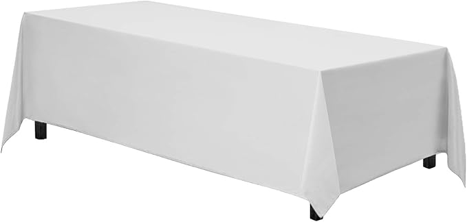 Gee Di Moda Rectangle Tablecloth - 70 x 120 Inch White Table Cloth for 6 or 8 Foot Rectangle Tables - Heavy Duty Washable Fabric - for Holiday Party, Dinner, Weddings, Baby Shower & Events