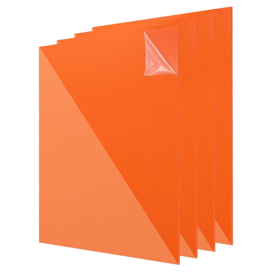 uxcell 4Pcs Acrylic Sheets 8x8 Inch Acrylic Panel 1/8 Inch-3mm Plastic Board for Picture Frames Sign Holders DIY Display Projects Craft, Clear Orange