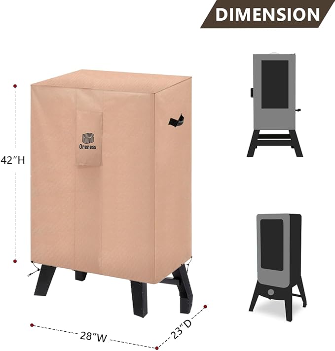 Oneness Heavy-Duty Waterproof Smoker Cover for 28Wx23Dx42H Inch Grills - Fits Masterbuilt ThermoTemp XL Propane Smoker, Weatherproof Outdoor Grill Protector