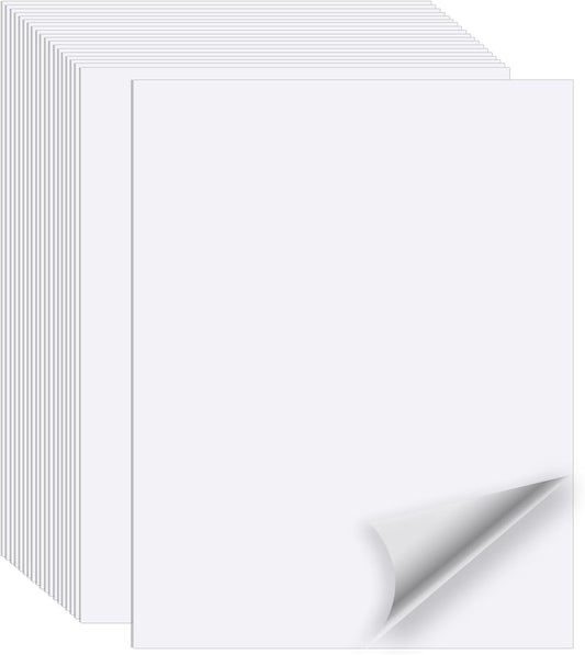 White Printable Sticker Paper, 20 Sheets Printable Sticker Paper, Laser/Inkjet Printing- Matte White, Letter Size (8.5" x 11")