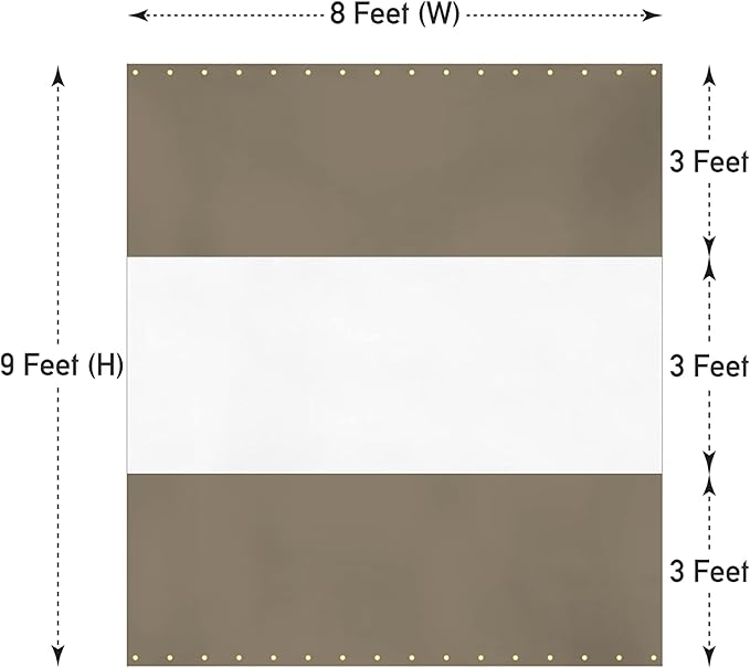 Covers & all Outdoor Clear Panel Curtain, 12 oz Vinyl Outdor Curtains for Patio, Waterproof & Weather Resistant Tarp with Brass Grommets for Pergola, Porch, Gazebos, Balcony (9' H x 8' W feet, Beige)