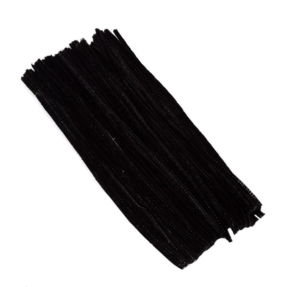 100 Pieces Pipe Cleaners Chenille Stem, Black Pipe Cleaners Set for Pipe Cleaners Halloween DIY Arts Crafts Decorations, Chenille Stems Pipe Cleaners (Black)