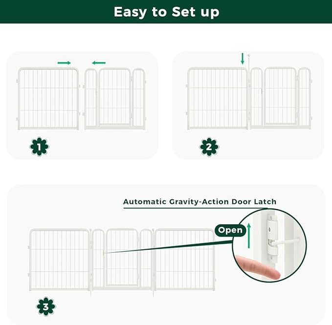 FXW Garden Fence Outdoor for The Yard – 24in(H) x 91.3ft(L) Heavy Duty Metal Animal Barrier for Dog and Rabbit, Decorative Dog Fence, 48 Panels, White