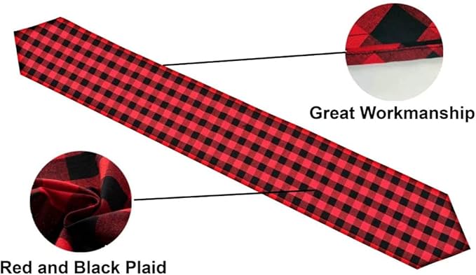 8 Pack Buffalo Check Table Runners Plaid Table Runner for Christmas Dinner, Lumberjack Party, Outdoor or Indoor Gatherings Table Home Decorations (Red & Black, 72inches)