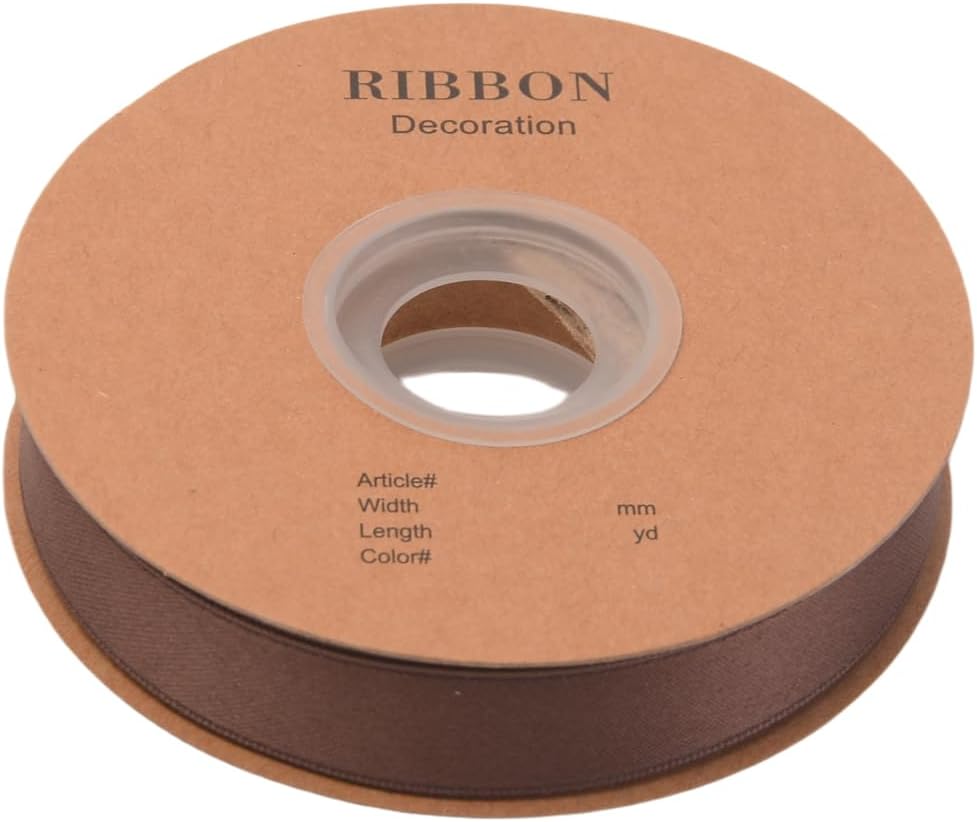 Double Side Satin Ribbon, Continuous 20 Yards,Use for Craft Bows Bouquet, Gift Wrapping, Wedding Decoration, Floral Arrangement (Coffee, 4/5 inch)