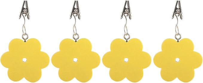 TwoFish Home Set of 4 Yellow Flower Resin Table Cover Tablecloth Weights Clips Handicraft Yellow Flower Tablecloth Clamps Pack of 4