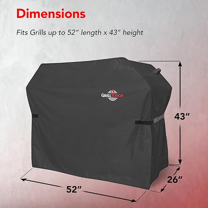 Heavy Duty BBQ Grill Cover for Outdoor Grill, 52 Inch – Waterproof, Weather Resistant, UV & Fade Resistant with Adjustable Straps – Gas Grill Cover for Weber, Charbroil, etc. Charcoal