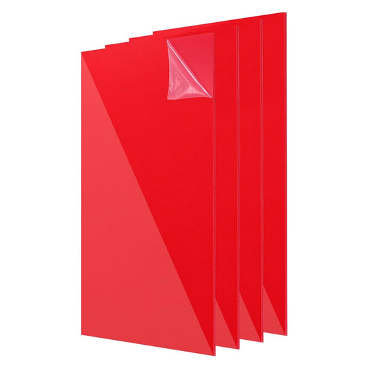 uxcell 4Pcs Acrylic Sheets 12x8 Inch Acrylic Panel 1/8 Inch-3mm Plastic Board for Picture Frames Sign Holders DIY Display Projects Craft, Clear Red