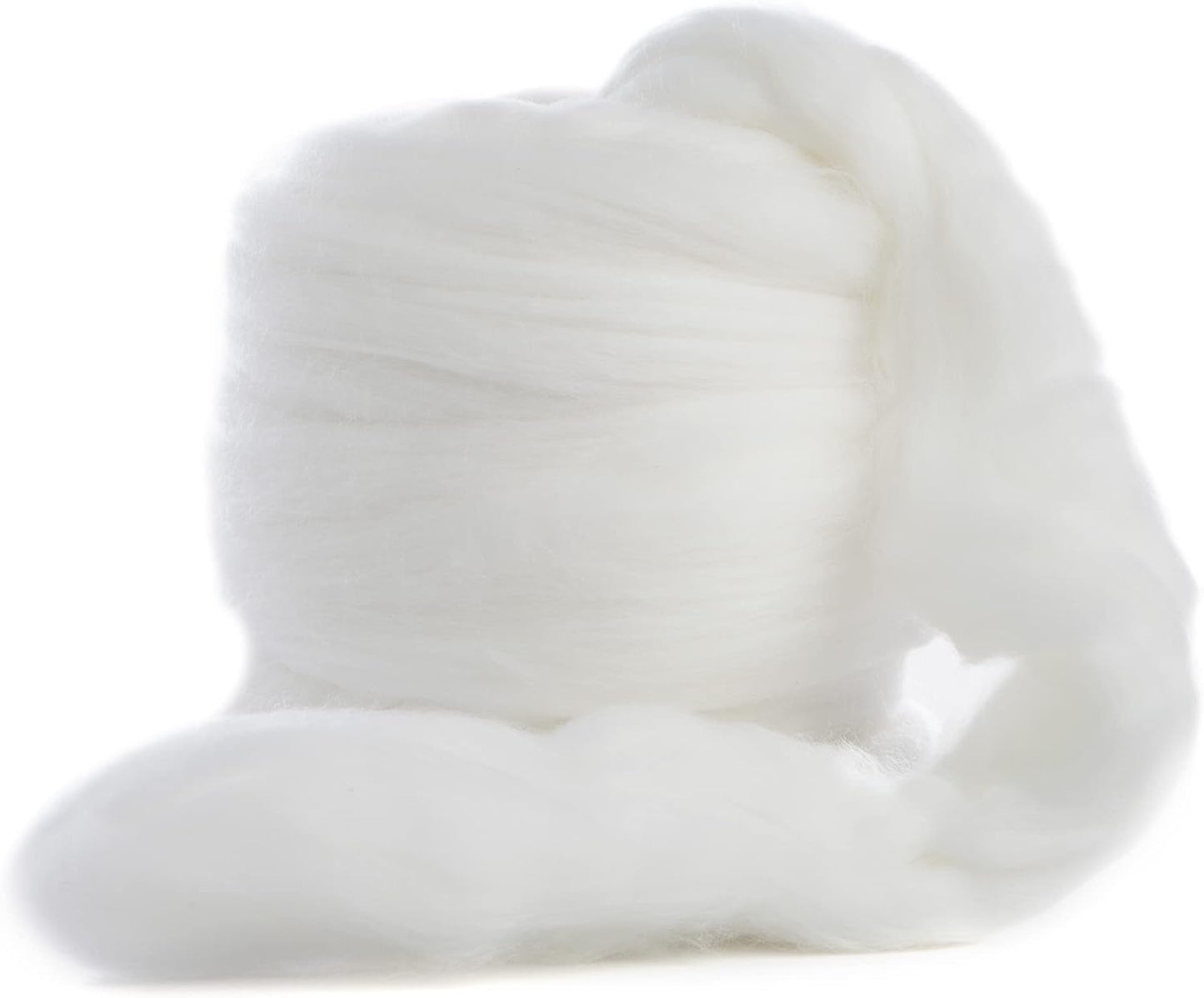 Desert Breeze Distributing – 100% Natural Merino Wool Roving, Wool for Spinning, Tapestry Yarn, Needle Felting, Wet Felting, Big Yarn Roving, 19 Micron, 70mm Staple Length, 8 OZ Size, Color Snow White
