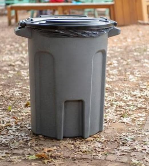20 Gallon Dark Gray Outdoor Lidless Trash Can – Heavy Duty Resin Waste Container for Yard, Garage, Shop & Commercial Use, Durable Weather-Resistant Design for Daily Trash and Debris Disposal