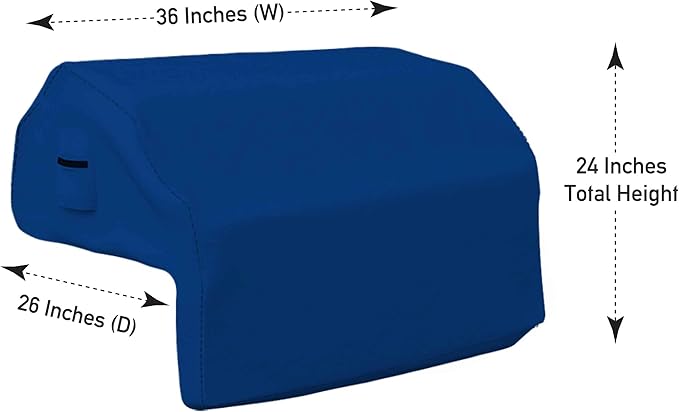 Covers & all Built-in Outdoor Grill Cover, Durable Heavy Duty 18 Oz Waterproof Cover Tuff Material with Air Pocket & Elastic for Snug Fit (36" W x 26" D x 24" H inches, Blue)