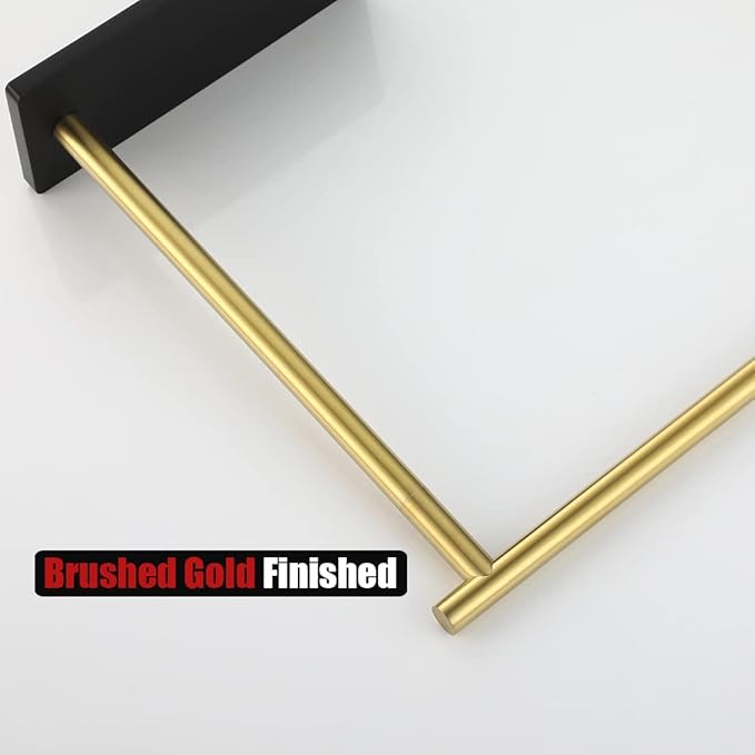JQK Hand Towel Holder Stand Brushed Gold, Modern Tree Rack Free Standing for Countertop with 12 Inch Bar, 304 Stainless Steel Thicken 0.8mm, HTT170-BG