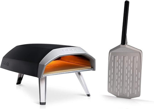 Ooni Koda 12 Gas Pizza Oven - Essentials Pizza Oven Bundle with 12" Perforated Pizza Peel Included