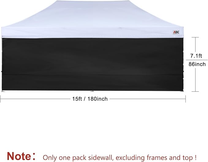 ABCCANOPY Instant Canopy SunWall 10x20 FT, 1 Pack Sidewall Only, No Frame or Top, Black
