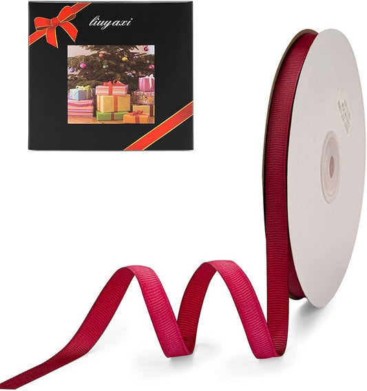 LIUYAXI3/8 X 50 Yards Solid Burgundy/MaroonGrosgrain Ribbon, Perfect for Crafts, Wedding Decor, DIY Hair Accessories, Sewing, Gift Package Wrapping and More