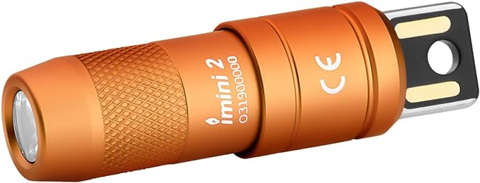 OLIGHT IMINI 2 EDC Rechargeable Keychain Flashlight, 50 Lumens Compact and Portable Mini LED Keyring Lights with Built-in Battery Ideal for Everyday Carry and Emergencies (Orange)