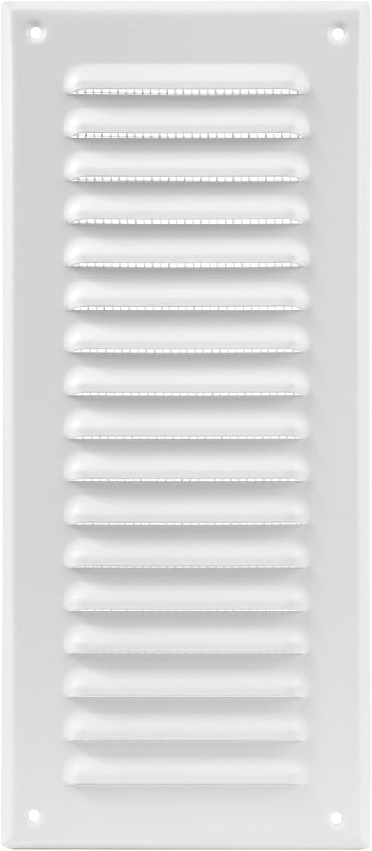 Vent Systems – 3.35 x 9.84 Inch (Inner) White Metal Rectangular Soffit Air Vent Grille Cover, Register Vent Deflector Louver Built-in Mesh HVAC For Bathroom Home Office Kitchen 4.92" x 11.61" (Outer)