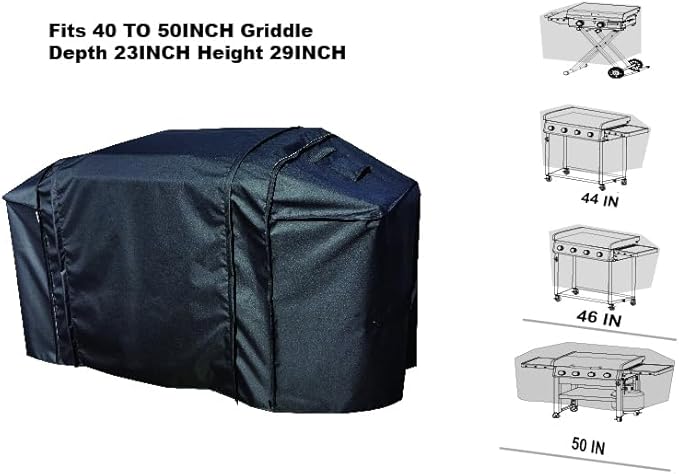Extension Griddle Cover for All of 22" with Stand Models &28" Griddle with Single Shelf Models,Waterproof 300D*300D Dyed Polyeater with TPU Coating; Flat Top Gas Grill Cover, Black