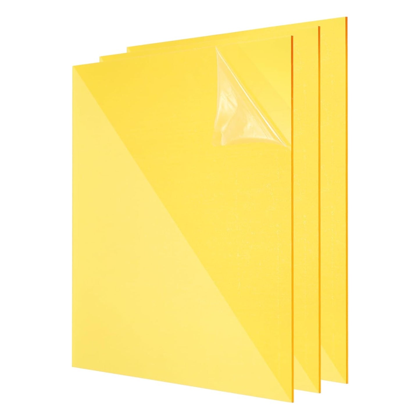 uxcell 3Pcs Acrylic Sheets 12x12 Inch Acrylic Panel 1/8 Inch-3mm Plastic Board for Picture Frames Sign Holders DIY Display Projects Craft, Clear Yellow
