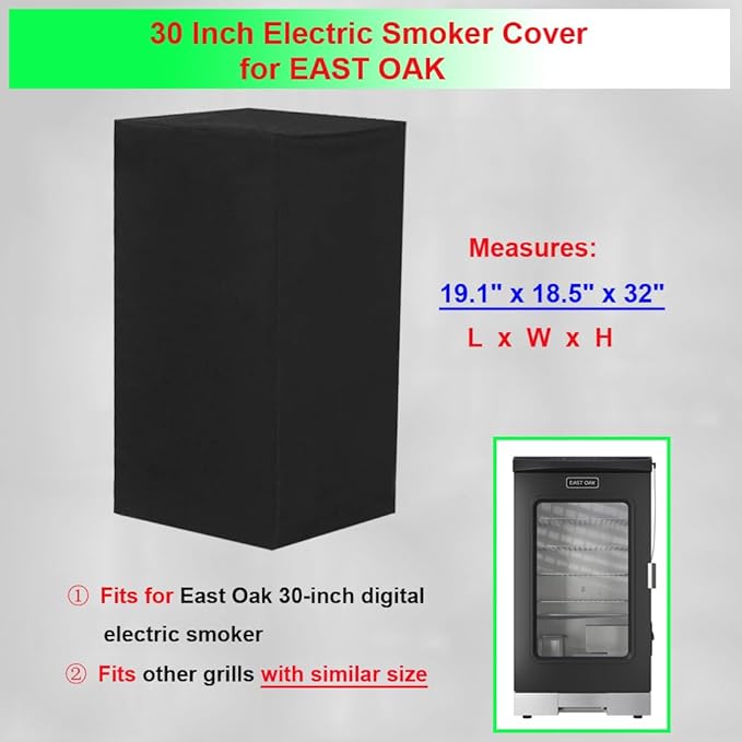 30 Inch Electric Smoker Cover for East Oak, Waterproof Grill Cover for East Oak 30-Inch Digital Vertical BBQ Smoker Outside, Black