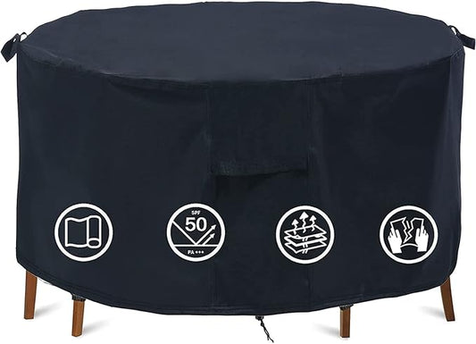Round Patio Furniture Covers - 64" Dia Waterproof Table & Fire Pit Cover - Anti-Fading for Outdoor Dining Sets