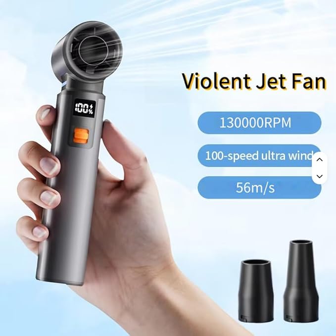 joic 130,000 RPM Powerful 100 Speed Portable Fan, High Speed Turbo Air Blower/Cleaner, 8000mAh Battery Handheld USB C Rechargeable, For Heat Beach Camping BBQ Cooling Hikinh Gift For Men Women Kids