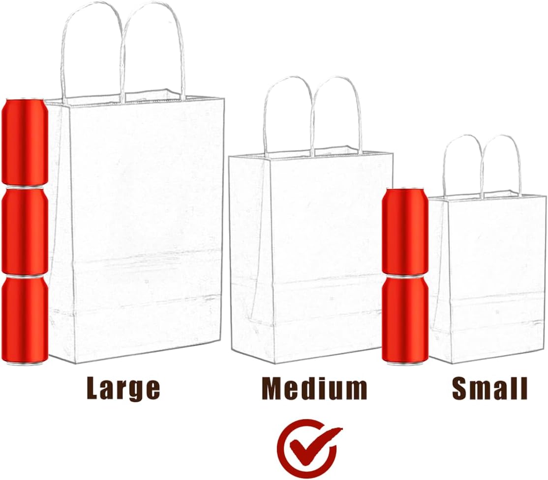 qiqee 32-Packs Orange Paper Gift Bags with Handles Bulk 7.6"x4.75"x10.5" Medium Size Gift Bags Multiple Uses