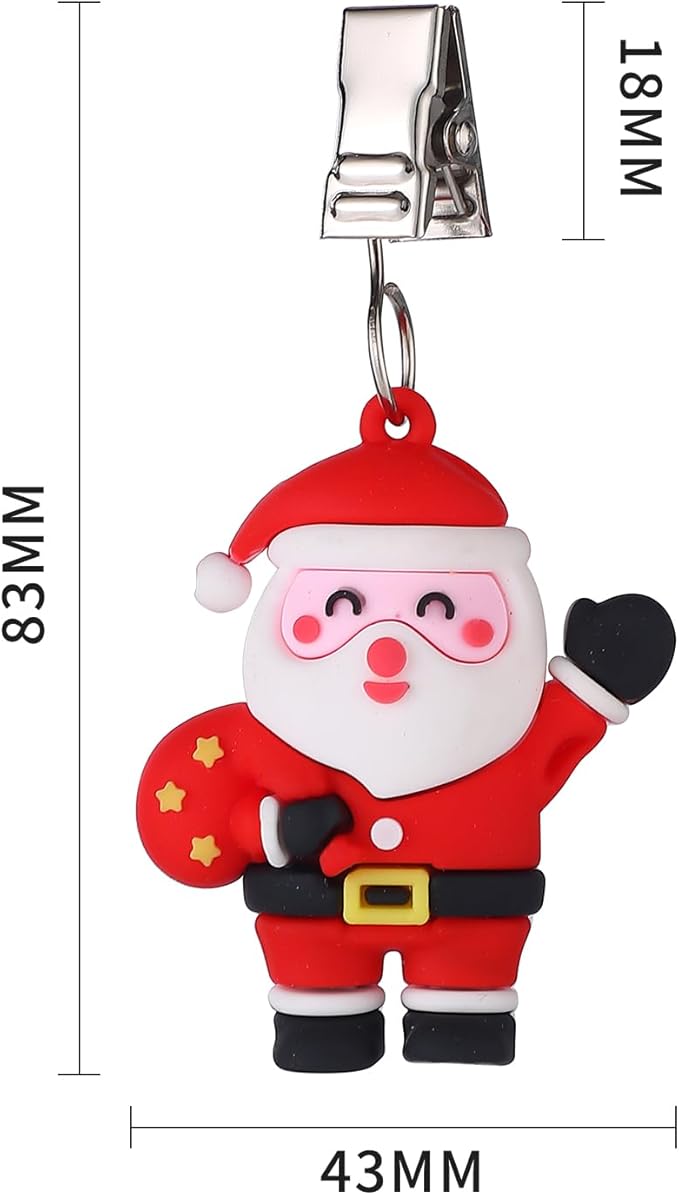 TwoFish Home Set of 4 Xmas Santa Claus Tablecloth Weight Clips Xmas Santa Claus Decoration Tablecloth Weight Clamps Pack of 4