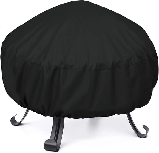 Unicook Round Fire Pit Cover 32 Inch, Heavy Duty Waterproof Firepit Cover Small, Patio Fire Table Cover, Fade and UV Resistant Material, All Weather Protection, 32" Dia x 14" H, Black