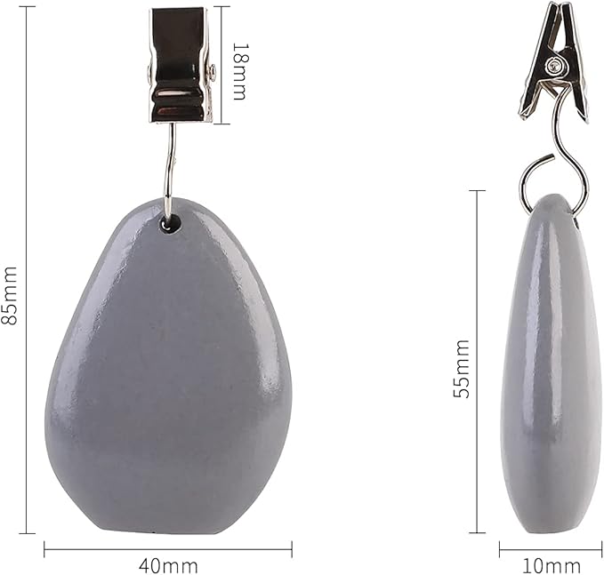 TwoFish Home Set of 4 Grey Stone Tablecloth Weights Clips Handicraft Grey Stone Tablecloth Clamps Pack of 4