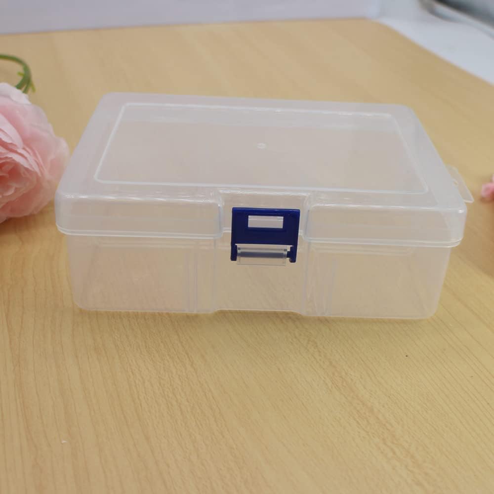 6-Piece Clear Plastic Storage Box with Snap-Tight Latch - Organizer Container for Pencils, Puzzles, Small Toys, Jewelry Making & Sewing Crafts (Small Size)