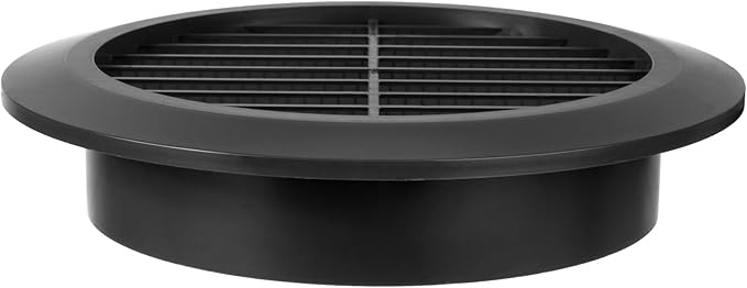 Black 4" Inch Round Ventilation Grille with Insect mesh. (Duct 4Ø / Grille 5Ø) Ventilation Applications. Indoor and Outdoor Vent Cover. Available 3 Sizes / 4 Colors.