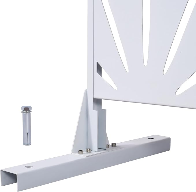 Outdoor Privacy Screen, 76" H x 48" W Decorative Metal Panel, Steel Privacy Divider with Freestanding Base, Ideal for Garden, Patio, or Balcony, White