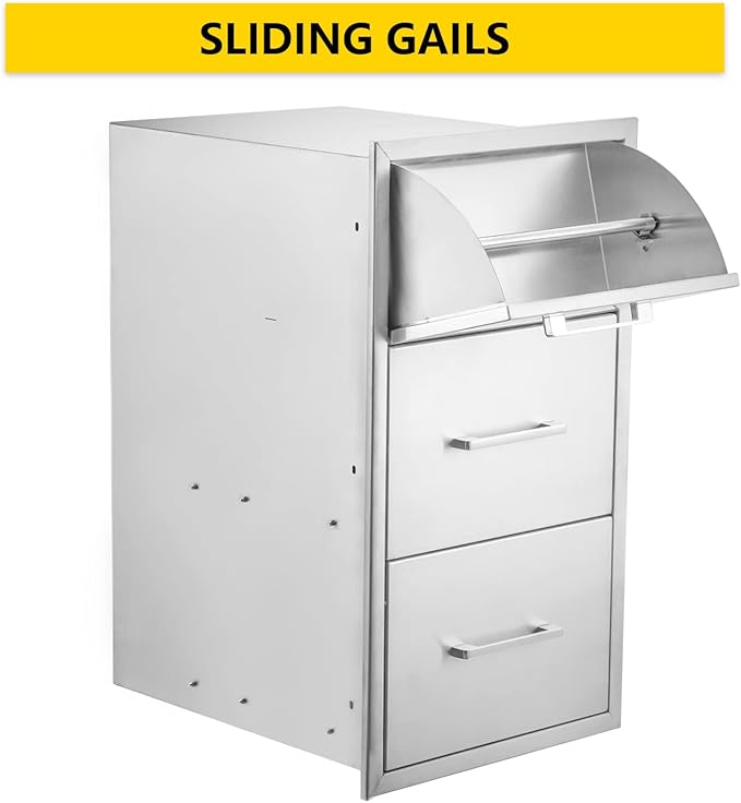 TIANAI Outdoor Kitchen Double Drawer w/Paper Towel Holder Combo Works with Your Grilling or Prep Zones for Outdoor BBQ Island 17W-30H-21D inch