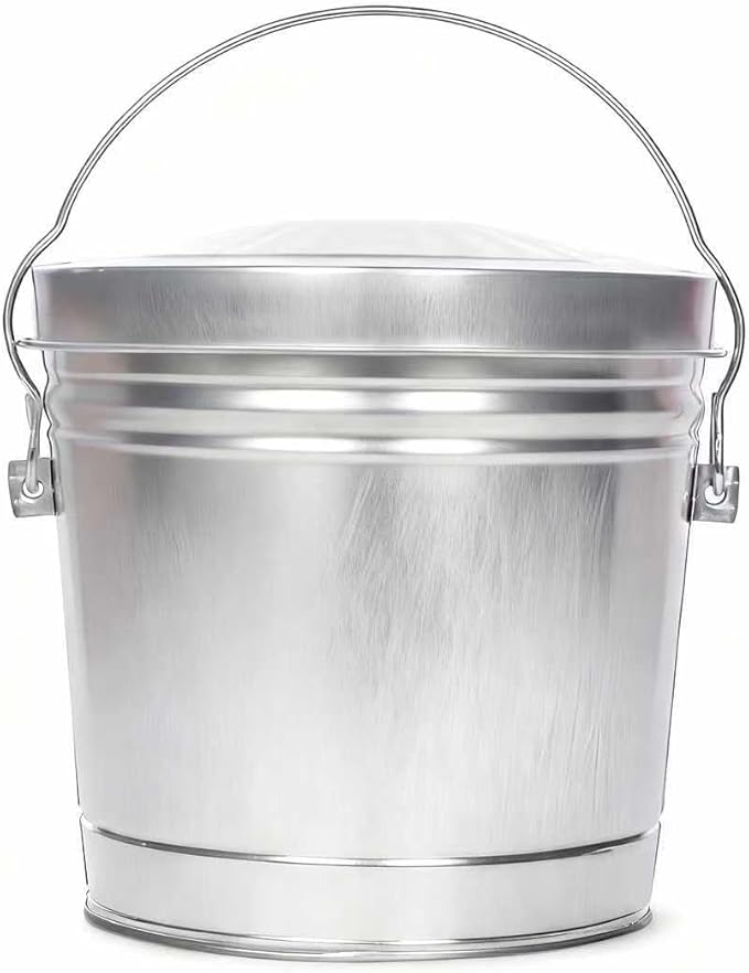 6-Gallon Galvanized Steel Storage Can - Locking Lid & Bail Handle, Metal Pet Food & Dry Goods Container for Indoor/Outdoor, Home, Garage and Barn Use