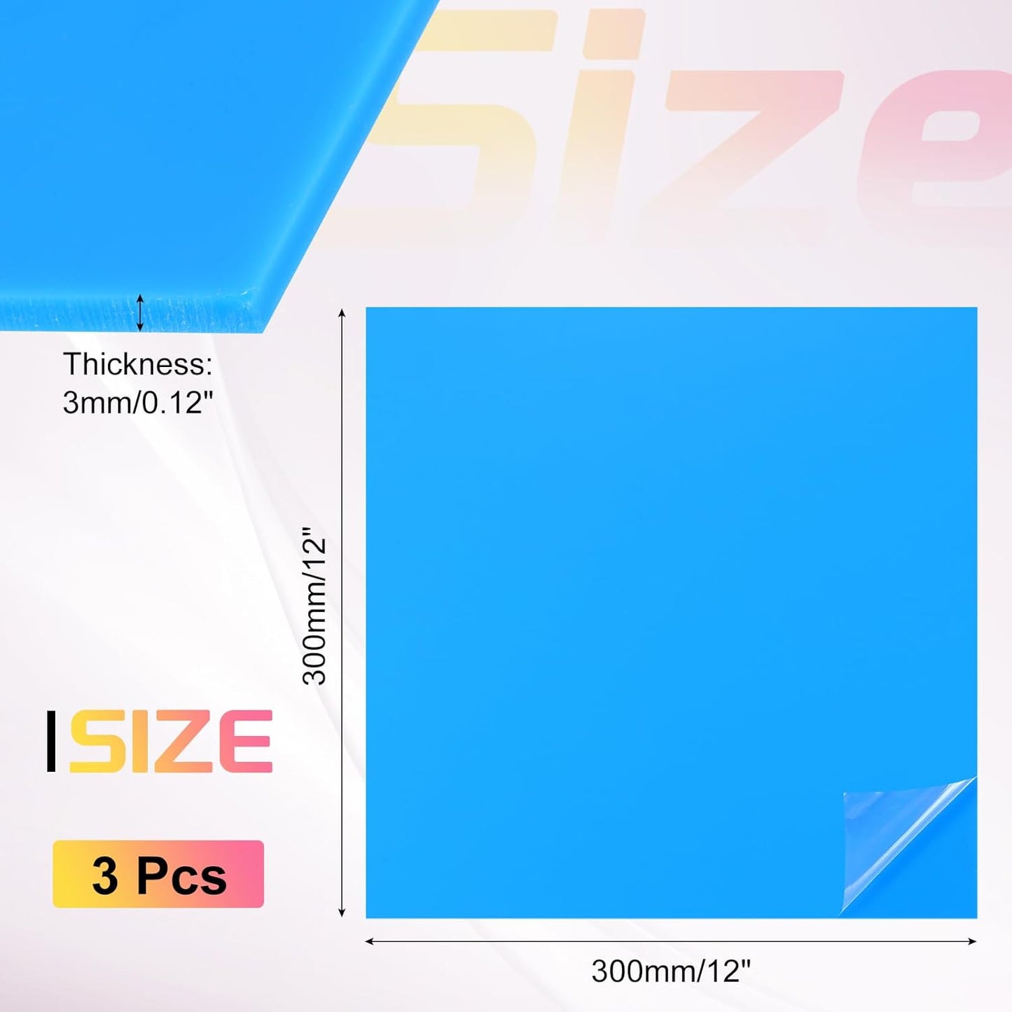 uxcell 3Pcs Acrylic Sheets 12x12 Inch Acrylic Panel 1/8 Inch-3mm Plastic Board for Picture Frames Sign Holders DIY Display Projects Craft, Blue