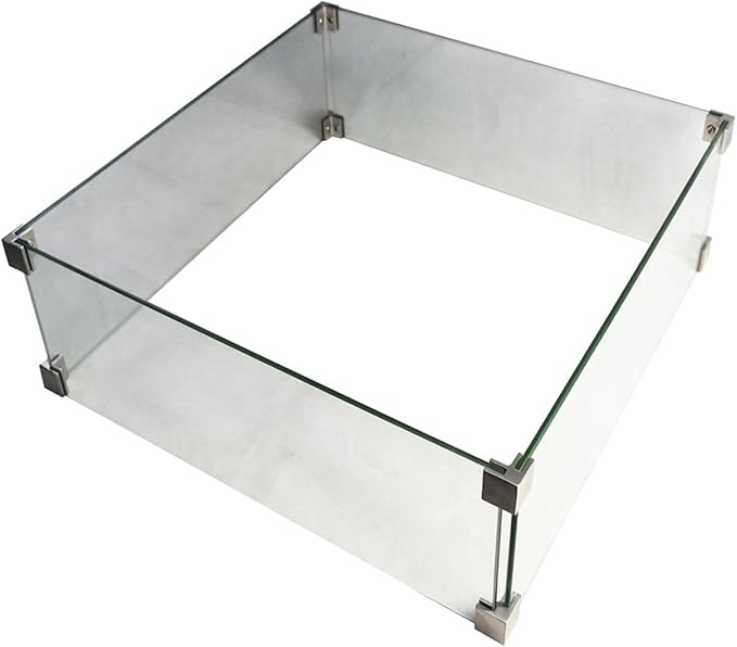 All Fire Table Pit Wind Screens and Stainless Steel Buner Lid from ELEMENTI | ELEMENTI Plus and MODENO (Wind Screens, Square 17.7" WS - 003A)