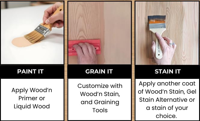 Retique It Wood Grain Tool Set, Washable Rubber Graining Tools, Red, 3-Inch and 6-Inch, 2 Pieces for Liquid Wood and Gel Stains