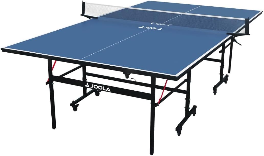 JOOLA Inside Professional MDF Indoor Ping Pong Table with Quick Clamp Table Tennis Net and Post Set - 10 Minute Easy Assembly - Tournament Quality - Foldable with Single Player Playback Mode