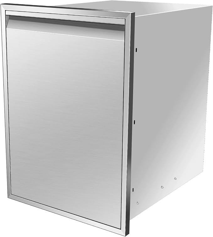 Outdoor Kitchen Drawers, Box Frame Style Flush Mount BBQ Drawer w/Stainless Steel Handle, BBQ Island Drawers For Patio Grill Station,Trash Drawer