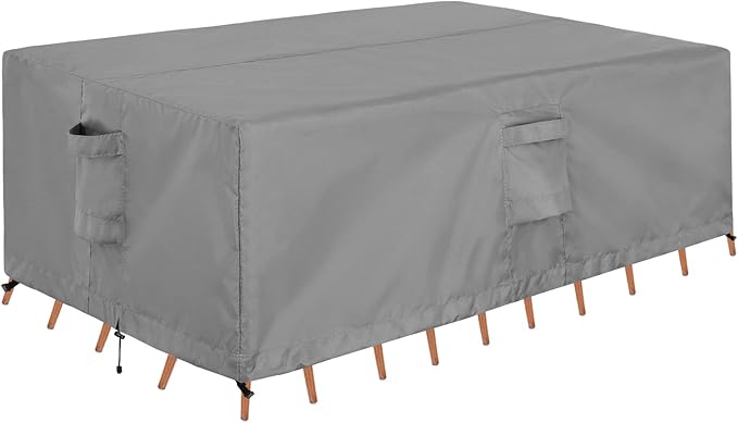 OutdoorLines Outdoor Waterproof Patio Table Furniture Set Covers - Rectangle Couch Sectional Cover Outside Weatherproof Patio Furniture Covering for Deck, Lawn and Backyard 74"L x 47"W x 28"H, Grey