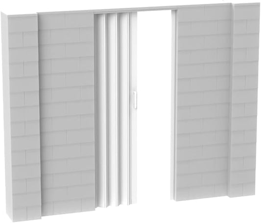 EverBlock 9’ x 7’ Wall Kit with Accordion Door | 3’ x 7’ Doorway | Modular Building Blocks | Wall Display System | Room Divider & Partition | Connect & Reuse | Indoor & Outdoor Use | Translucent