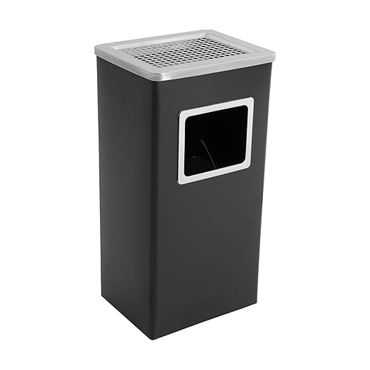 Trash Can with Lid Outdoor Indoor Stainless Steel Commercial Garbage Bin Waste Container with Inside Barrel for Patio Yard Garage, Black
