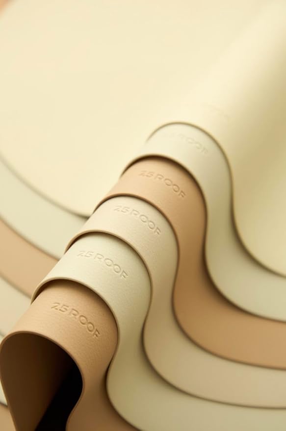 Beige Oval Silicone Placemats Set of 4 – Heat Resistant, Waterproof, Easy to Clean Non-Slip Modern Dining Table Mats – Premium Leather Textured Japandi Kitchen Decor