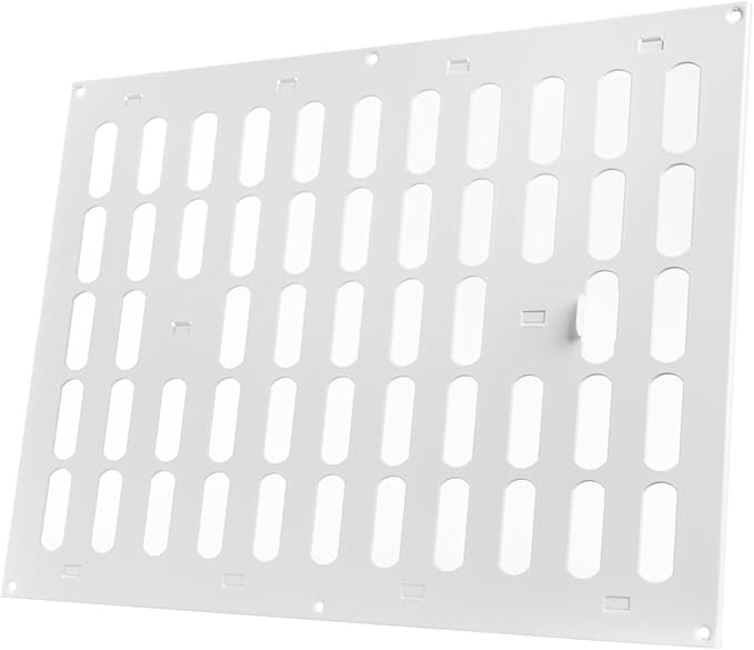 Vent Systems 16" x 12" Inch (Outer Dimensions) Metal Air Vent Grille - White Adjustable Register Vent Cover - Open/Close Air Supply Intake Wall Vent - Heating/Cooling Ceiling Grille for House, Garage