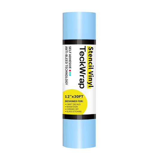 TECKWRAP Blue Stencil Vinyl - Blue Stencil Film for Craft Cutter - Removable Vinyl Stencil Paper - Easy to use, No Residue, Multi-Purpose (12” x 30FT)