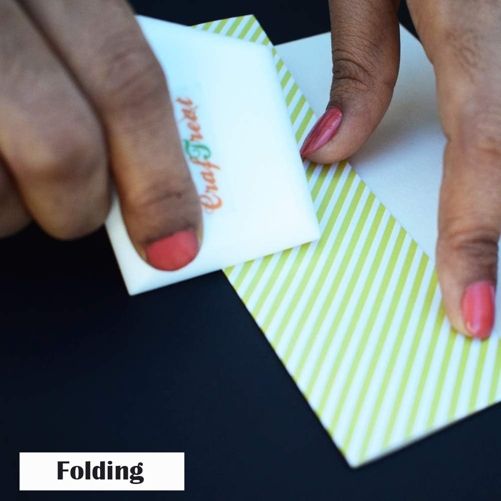 CrafTreat Teflon Bone Folder and Scoring Tool - Ergo Square - Paper Scorer for Paper Crafting, Origami, Bookbinding, Scrapbooking - Leather Burnishing Tool - Smooth, Non Stick,Ergonomic Craft Tool