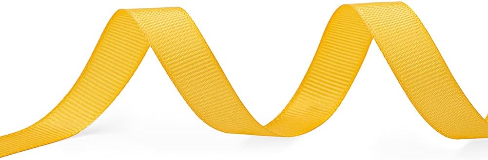 LIUYAXI 3/8" X 50 Yards Solid Gold Grosgrain Ribbon, Perfect for Crafts, Wedding Decor, DIY Hair Accessories, Sewing, Gift Package Wrapping and More