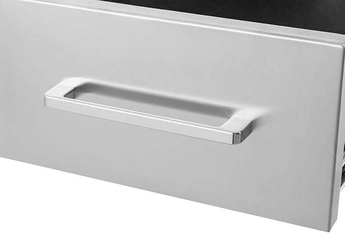 Outdoor Kitchen Drawers,Stainless Steel BBQ Drawer, 14" W x 8.5" H x 23" D Flush Mount Single Access Drawer for Outdoor Kitchen,BBQ Island